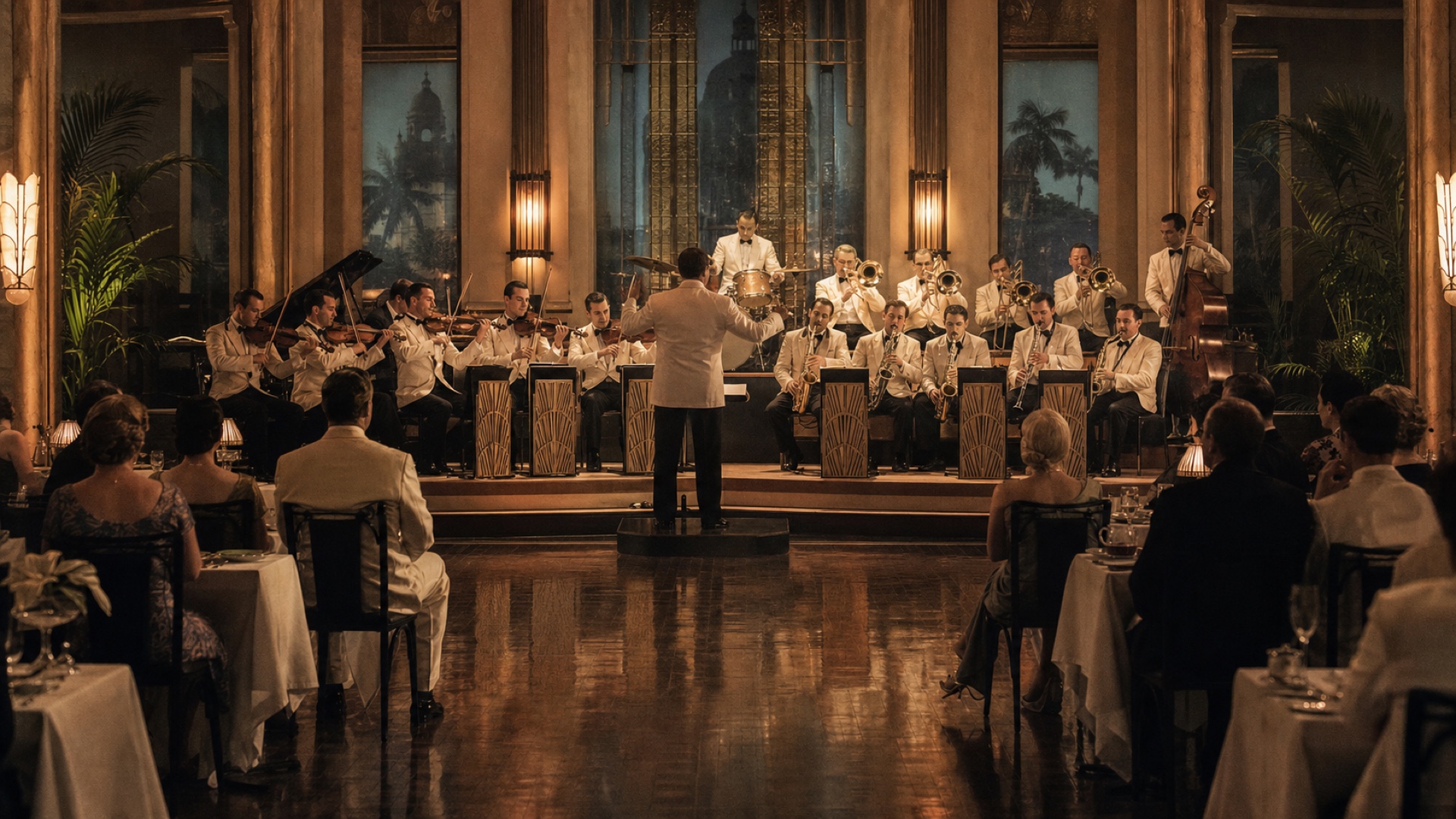 Recreación histórica de una orquesta dirigida en el restaurante Firpo’s de Calcuta